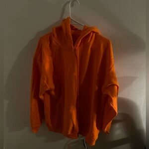 Neon Orange Plain Hoodie